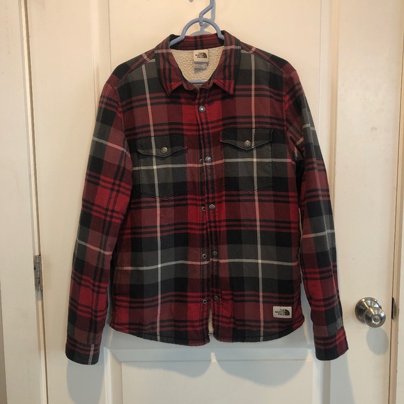 The north face Sherpa lined flannel shirt/jacket - Picture 1 of 3